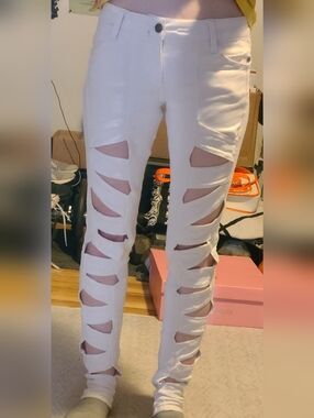 Royal Bones Bandage Mummy Cut Out Skinny Jeans